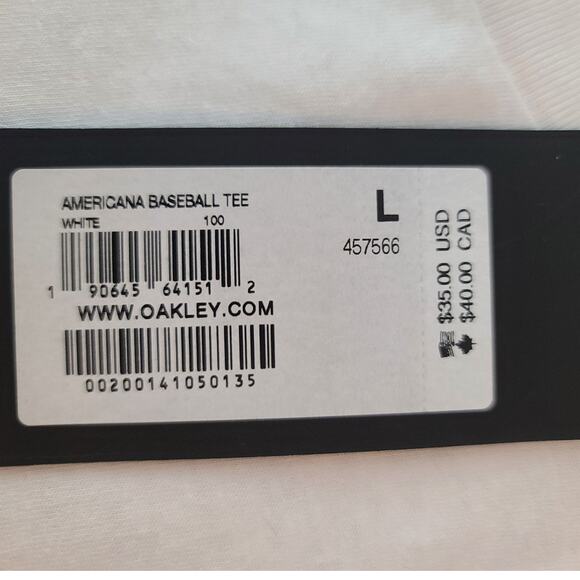 NWT Oakley Americana USA baseball tee white with red arms - large - Picture 5 of 5